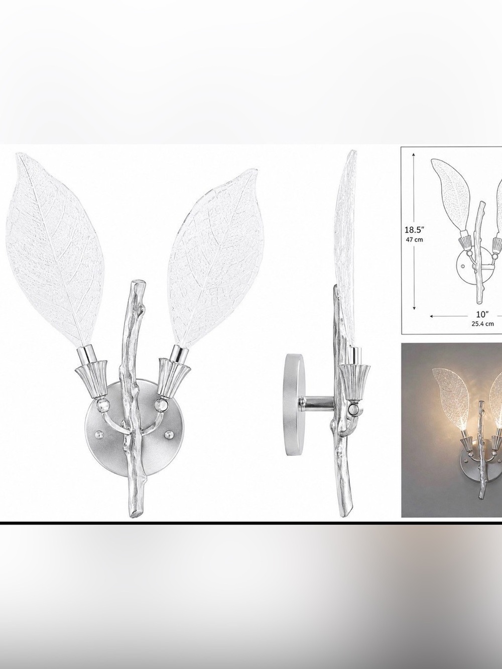 Modern Silver LED Leaf Wall Sconce